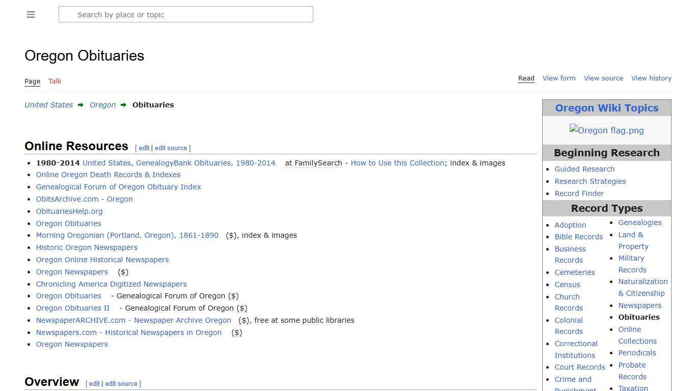 Oregon Obituaries • FamilySearch